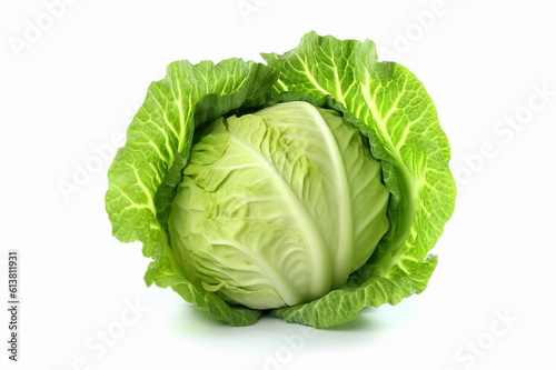 Crisp and Fresh: Head of Cabbage Isolated on a Clean White Background