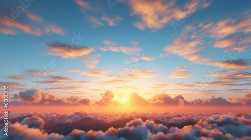Beautiful sunrise sky background. Created with Generative AI © Elaine