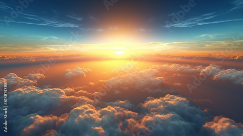 Beautiful sunrise sky background. Created with Generative AI © Elaine