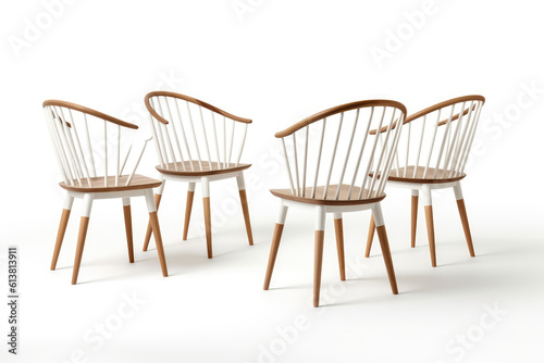 Dining Chairs Scandinavian Style On White Background. Generative AI