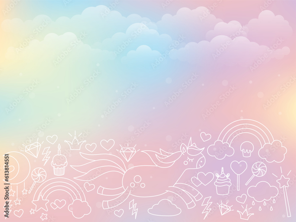 Vector rainbow background with ponies Vector rainbow background with ponies