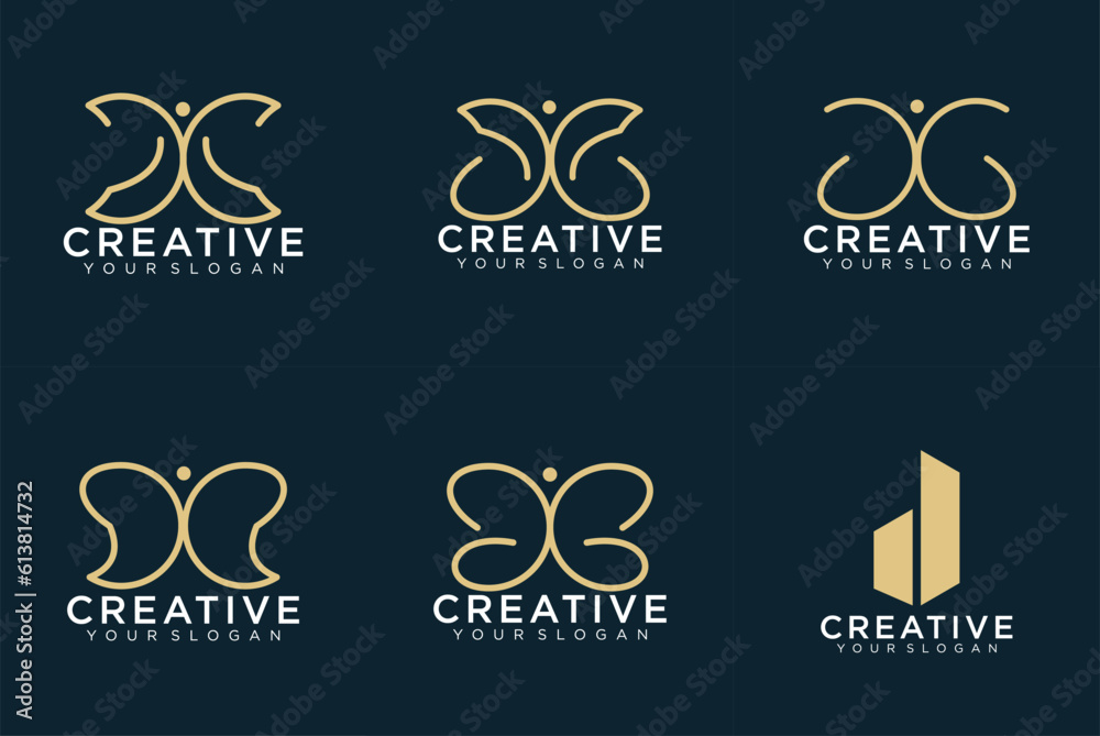 set of creative abstract monogram logo design. set of creative abstract monogram logo design.