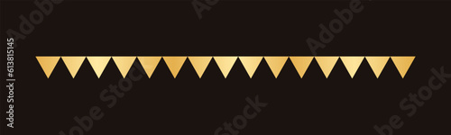 Gold Triangle Flags Pattern Separator Border, Golden Elegant Romantic Page Text Divider