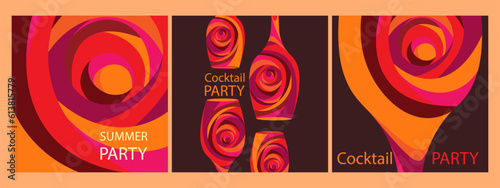 Cocktail party.Abstract glasses on a black background.Vector illustration.
