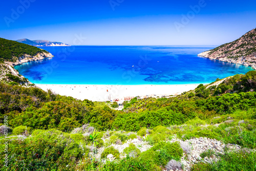 Fototapeta Naklejka Na Ścianę i Meble -  Kefalonia, Greece. Myrtos Beach - the most beautiful beach of the Cephalonia island, Greek Islands.