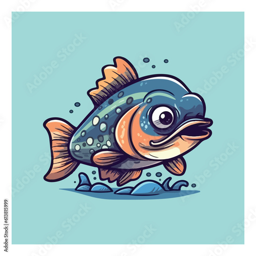 Fish mascot character for freshwater aquaculture
