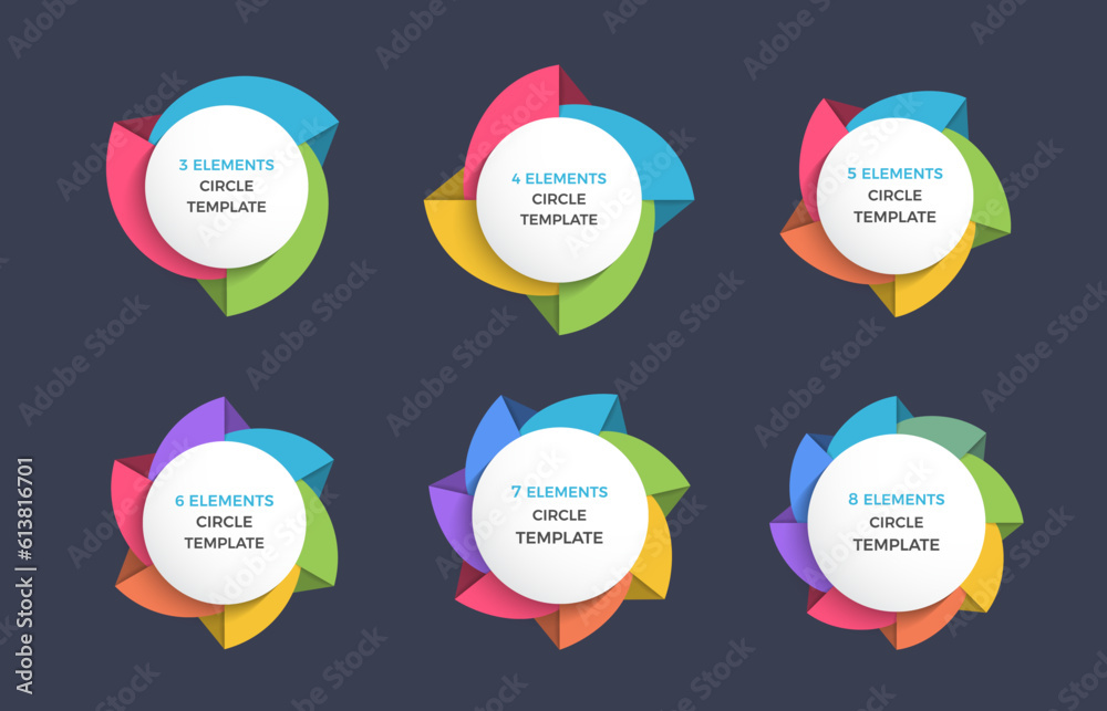 Circles divided on segments, infographic templates for circle diagrams, vector eps10 illustration Circles divided on segments, infographic templates for circle diagrams, vector eps10 illustration