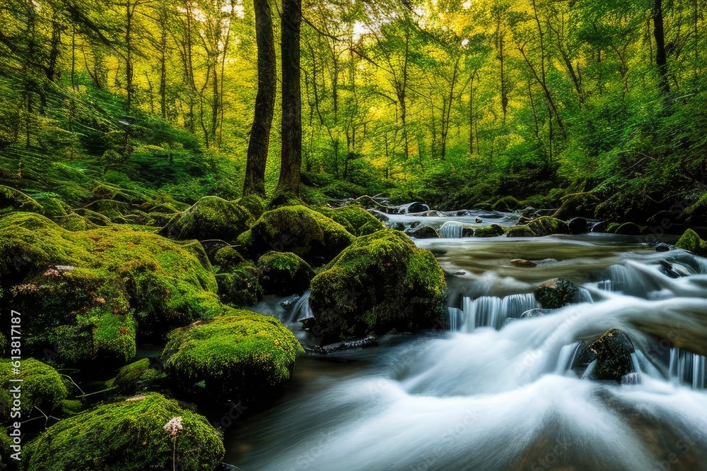 waterfall in the forest, generative ai waterfall in the forest, generative ai