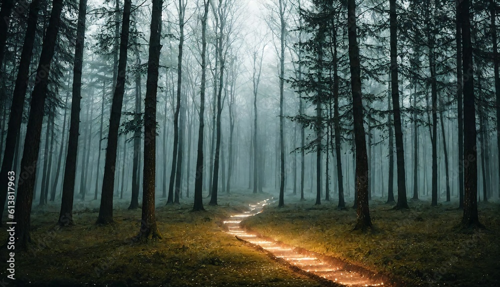 Naklejka premium path in the forest ai generated