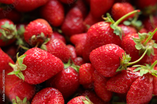 Fototapeta Naklejka Na Ścianę i Meble -  Organic strawberries close up.