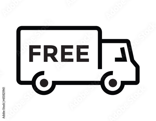 free delivery, simple linear truck logo or icon, vector illustration