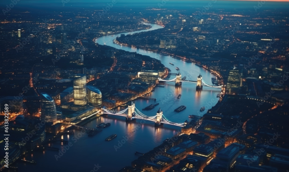 Aerial city scape of City of London