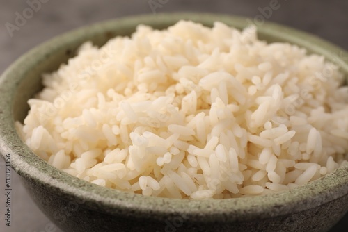 Closeup view of delicious rice in bowl