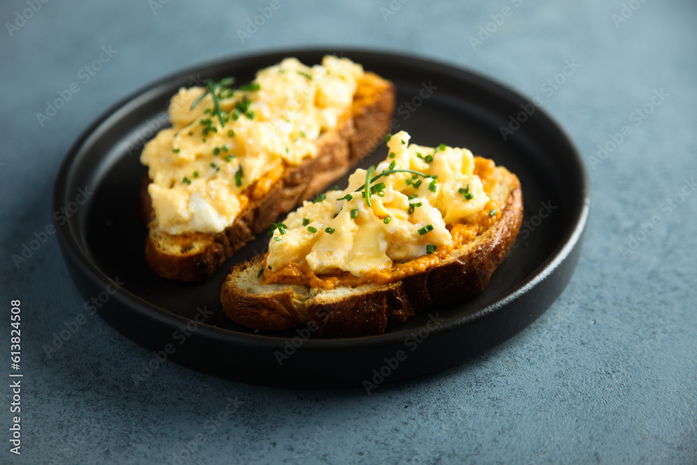 Homemade scrambled eggs on toast Homemade scrambled eggs on toast