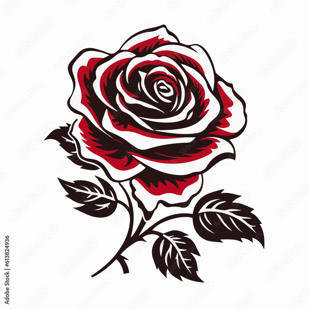 Black and White Rose Vector Illustration Black and White Rose Vector Illustration