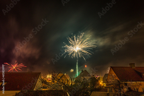01-01-2023 New year in Skagen - Denmark : Here fireworks in the night
