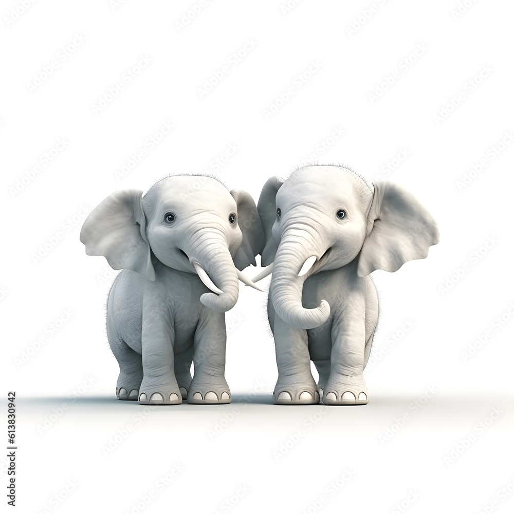 A pair of happy white elephants standing side by side. Elephants, white, happy, friends. Created with Generative AI Technology. A pair of happy white elephants standing side by side. Elephants, white, happy, friends. Created with Generative AI Technology.