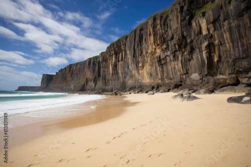 Towering cliffs overlooking a pristine beach