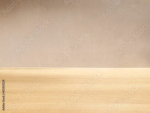 木目のあるテーブルと壁の背景合成用画像