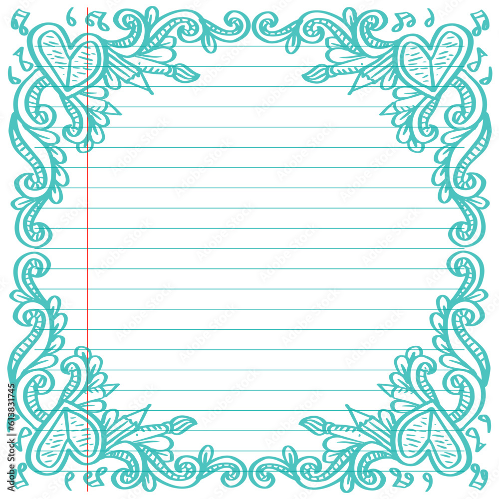 Doodle frame Back to school with note paper background. Doodle frame Back to school with note paper background.