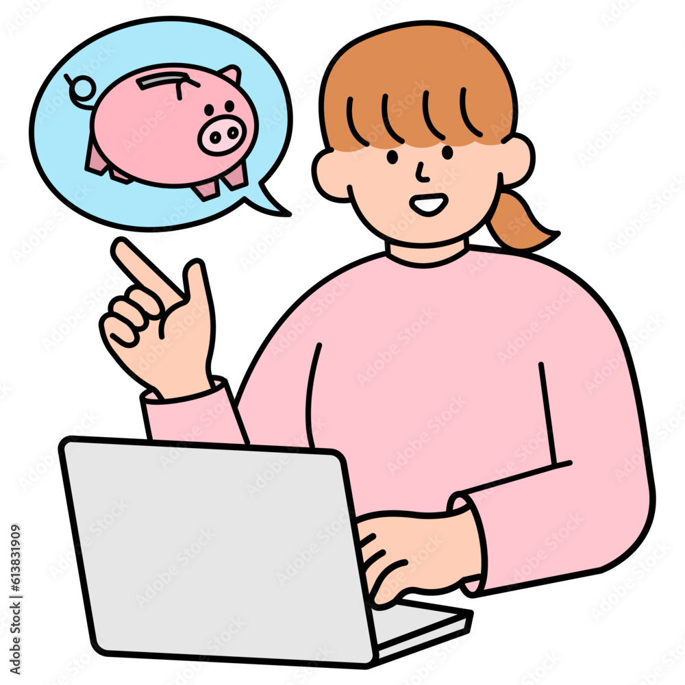 Woman Holding Piggy Bank. Simple Style Vector illustration. Woman Holding Piggy Bank. Simple Style Vector illustration.