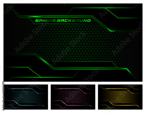 modern gaming background with running led light effect and polygonal base with added some other colors