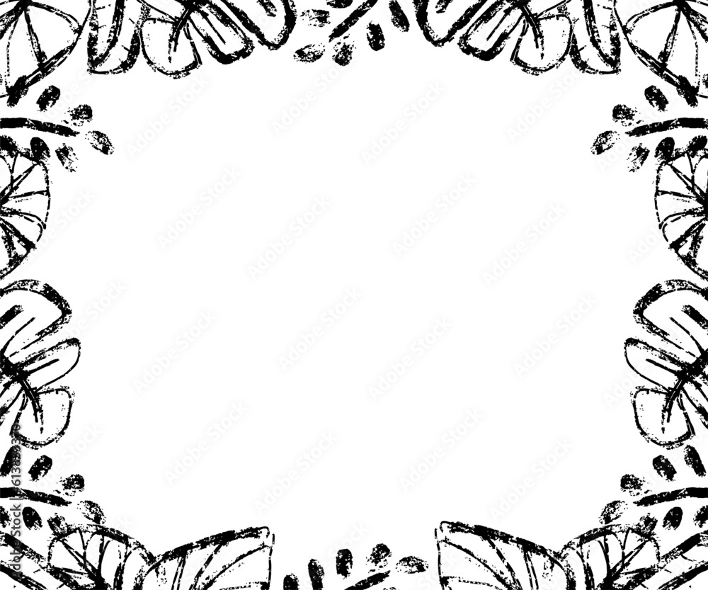 Fototapeta premium Doodle drawing leaves frame background