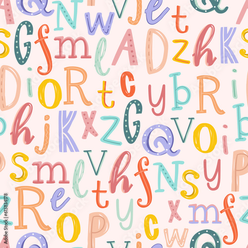 Lovely hand drawn letters, doodle alphabet, school background, great for banners, wallpapers, wrapping - vector design
