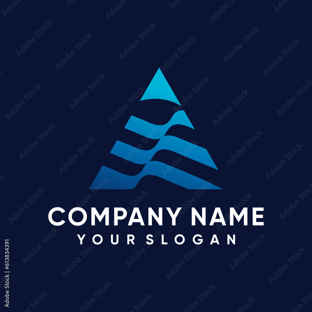 letter A wave combination logo design letter A wave combination logo design