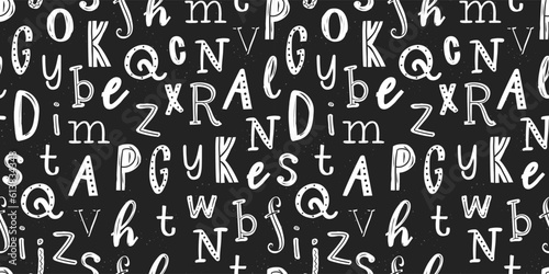 Lovely hand drawn letters, doodle alphabet, school background, great for banners, wallpapers, wrapping - vector design