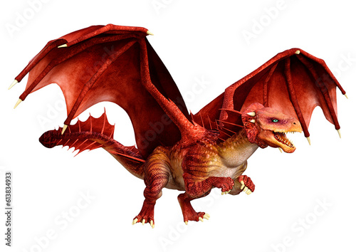 3D Rendering Fairy Tale Dragon on White