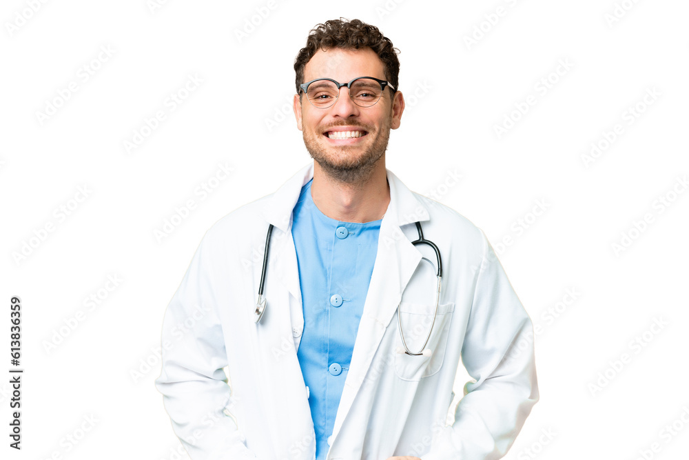 Brazilian doctor man over isolated chroma key background laughing Brazilian doctor man over isolated chroma key background laughing