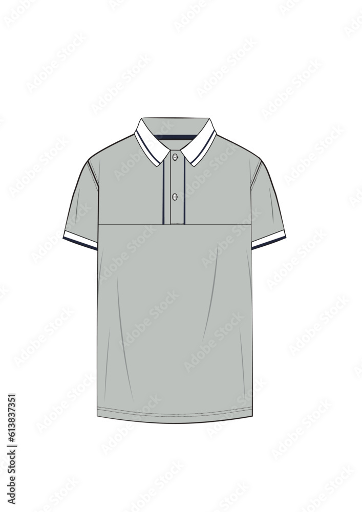 	
men short sleeve bias detail polo tshirt technical drawing vector	
