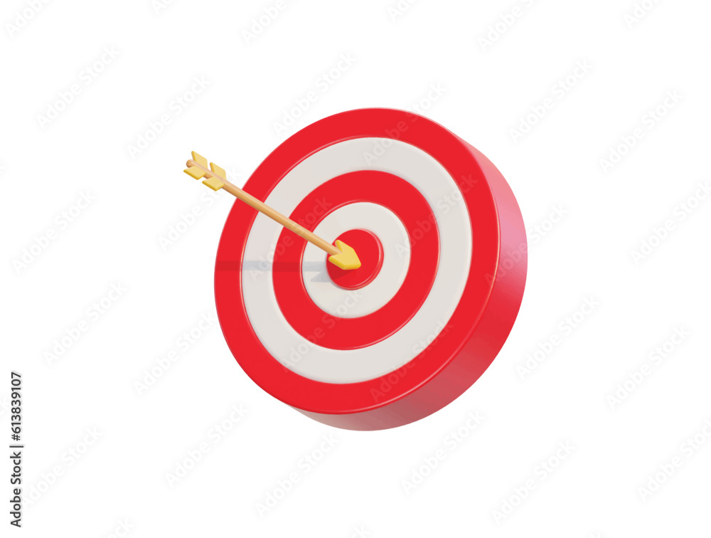 vector red dart arrow hitting in the target center of dartboard vector icon illustration