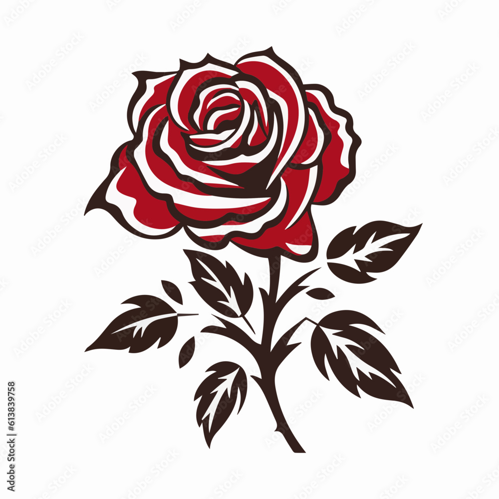 Black and White Rose Vector Illustration