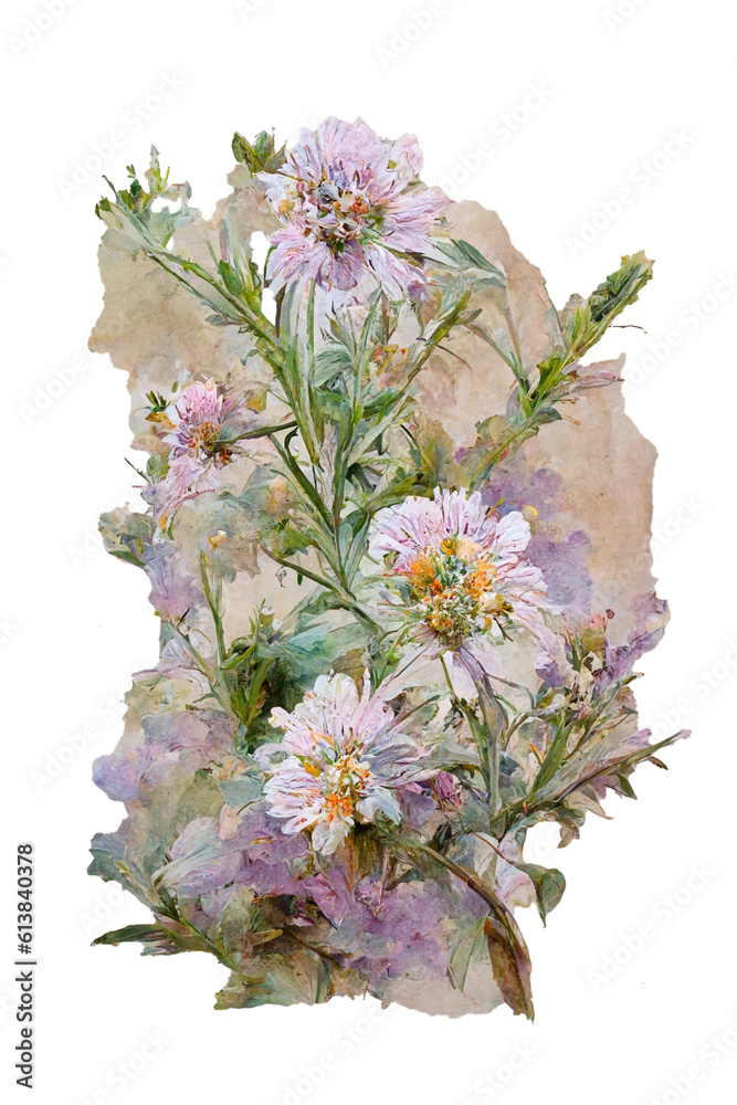 Fototapeta premium Lilac Floral Clipart Created with Generative AI Tools