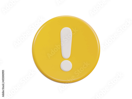 3d vector yellow exclamation circle sign warning or danger risk message alert problem icon