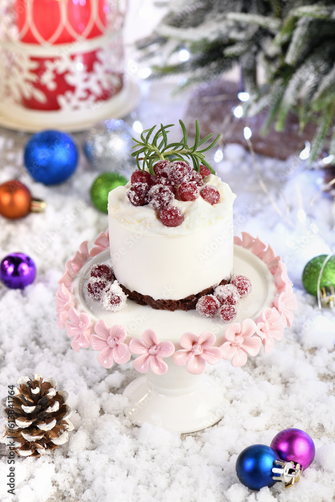 Mousse cakes with coconut cream and Greek yogurt over chocolate cake are the perfect dessert. Add whipped cream and berries. Treat friends and loved ones on Christmas or New Year's Eve Mousse cakes with coconut cream and Greek yogurt over chocolate cake are the perfect dessert. Add whipped cream and berries. Treat friends and loved ones on Christmas or New Year's Eve