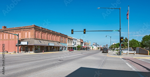 Distant view of First Street in downtown Havre, Montana, USA photo