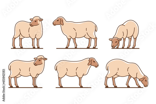Cartoon sheep flat icon. Сute animals set of icons.