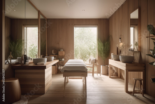 modern wood bathroom design generative ai