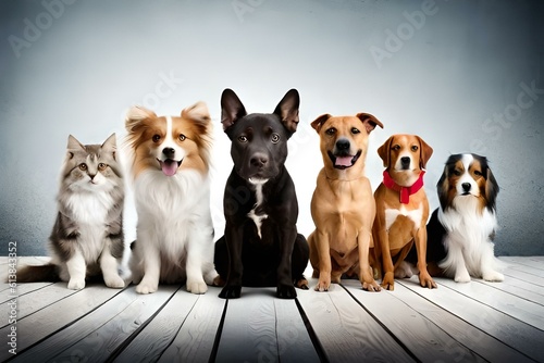 group of dogs on a white background