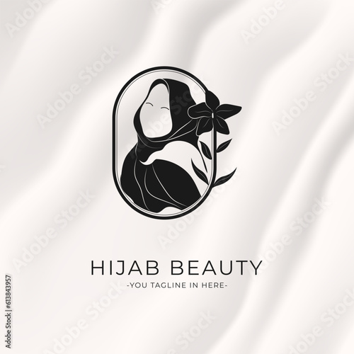 feminine woman hijab minimal logo template design