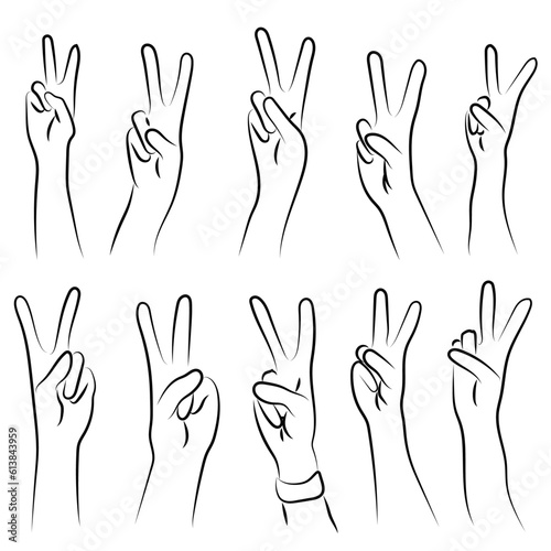 10 Hände mit Peache Zeichen | Hands with Victory Sign