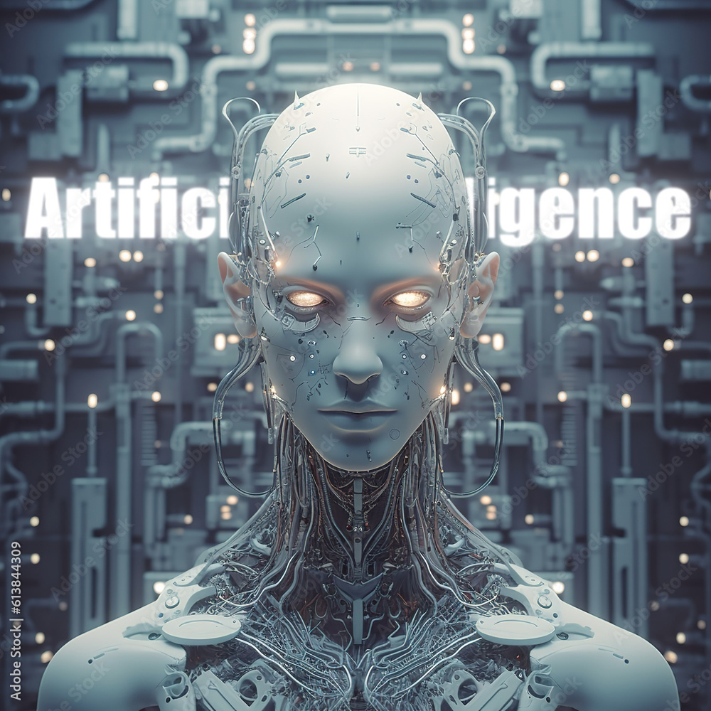The future of artificial intelligence female robot concept background photo. created with generative AI technology The future of artificial intelligence female robot concept background photo. created with generative AI technology