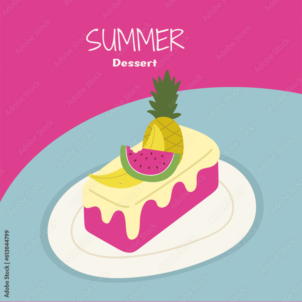 Dessert Fruits Cake with Vanilla cream Dessert Fruits Cake with Vanilla cream