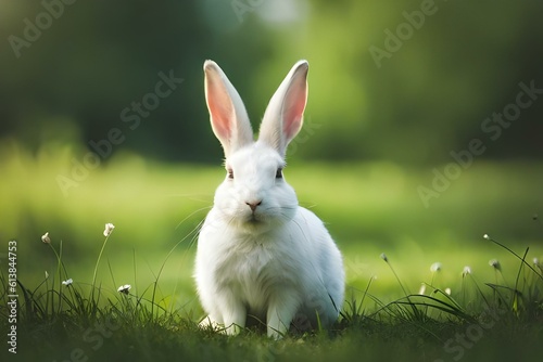 white rabbit on the grass