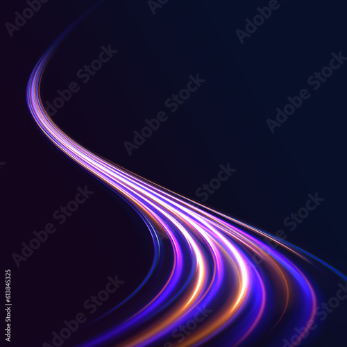 Light everyday glowing effect. Dynamic cover or colourful layout for sport event. Colourful dynamic motion on blue background.