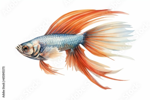 美しい長いヒレを持つ魚のベタ：AI作品 