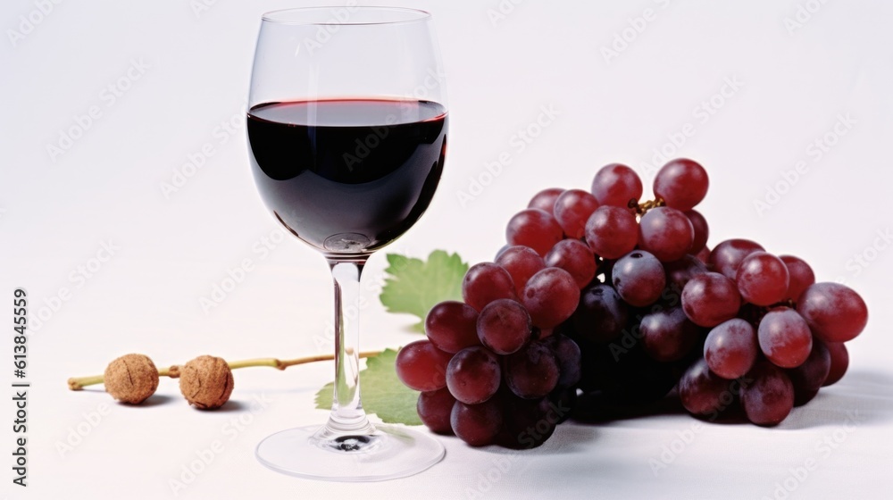 glass of wine and grapes, ai generative